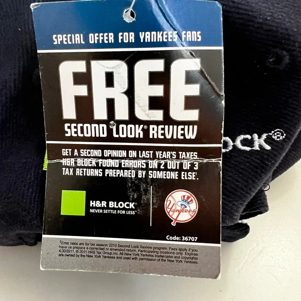 New York Yankees 2011 H&R Block Baseball Hat Navy Blue Embroidered Promo Cap